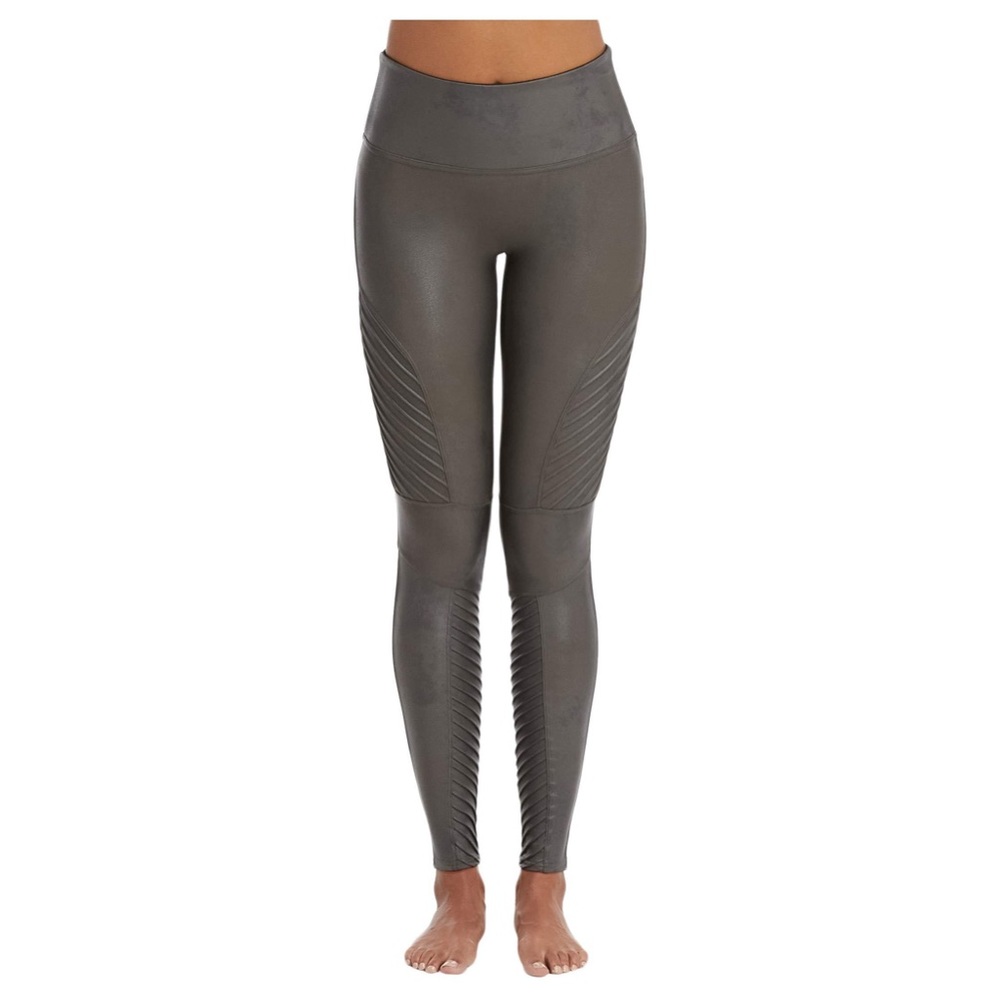 Spanx faux leather moto leggings gunmetal neutral Gray Grey XS, gently used